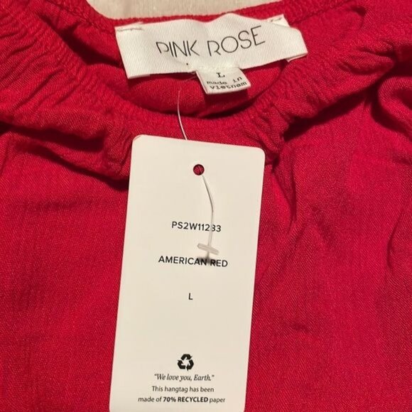 Red Crop Top by Pink Rose L Boho Bright New - Picture 3 of 3
